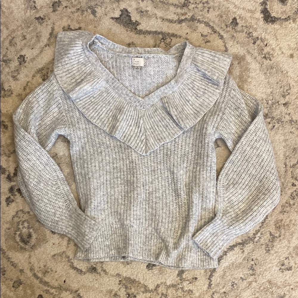 A New Day Women's Gray Sweater with Ruffle Detail Size S